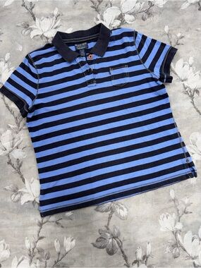 Vintage Polo Jeans Co Striped Polo Shirt Women’s XL Blue Black Y2K Snap Button